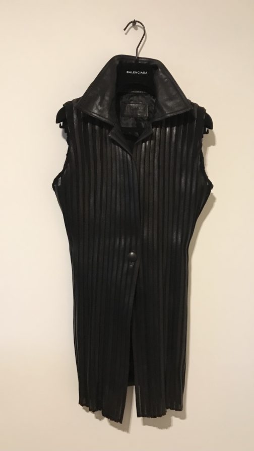 SOLD OUT Jitrois Black Striped Panel Leather Jacket/ Waistcoat Size S