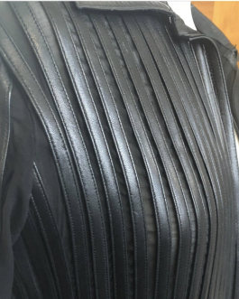 SOLD OUT Jitrois Black Striped Panel Leather Jacket/ Waistcoat Size S
